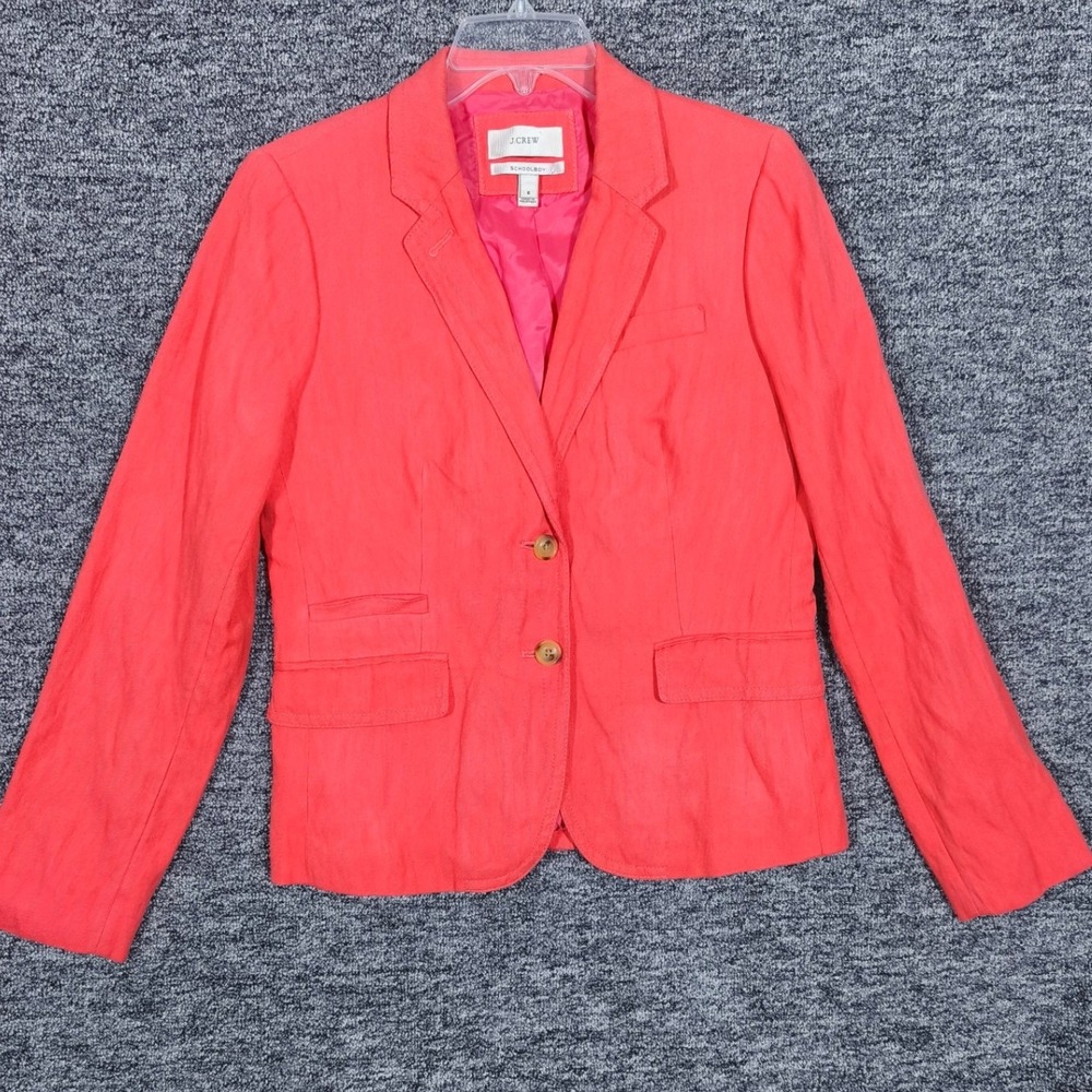 J.Crew Schoolboy Blazer Coral Pink Herringbone Metallic Jacket Style 37852 Sz 6 - Picture 1 of 9